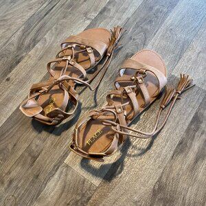 Place Vegan Leather Tan Strappy Sandals Size 6